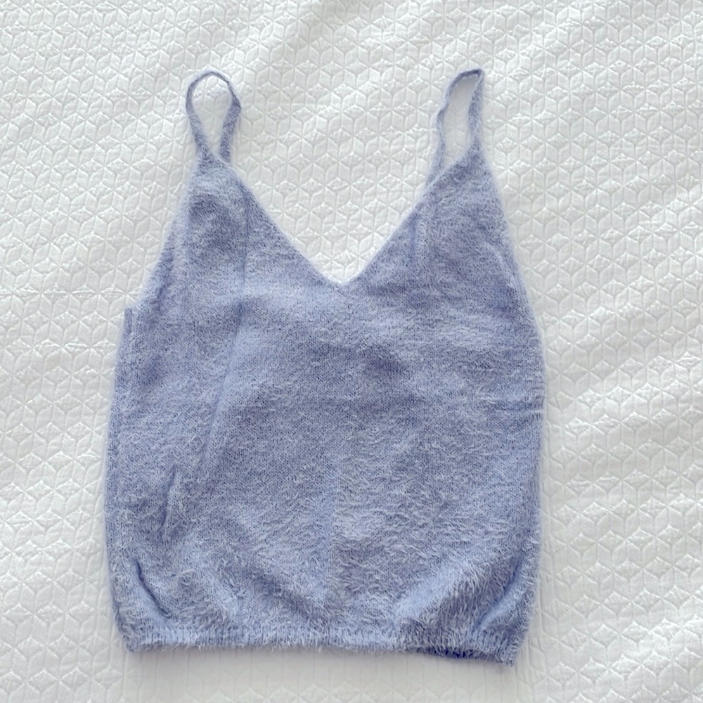 Garage fuzzy blue tank top